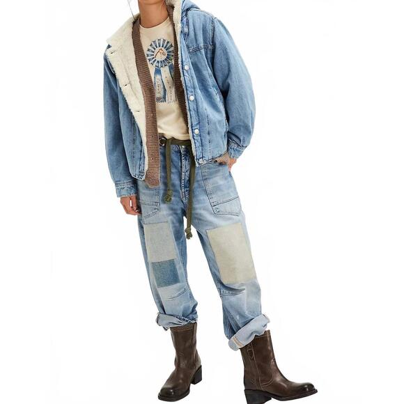 FREE PEOPLE Jackets & Blazers - NEW FREE PEOPLE asher cozy denim jacket in snowdrift wash
